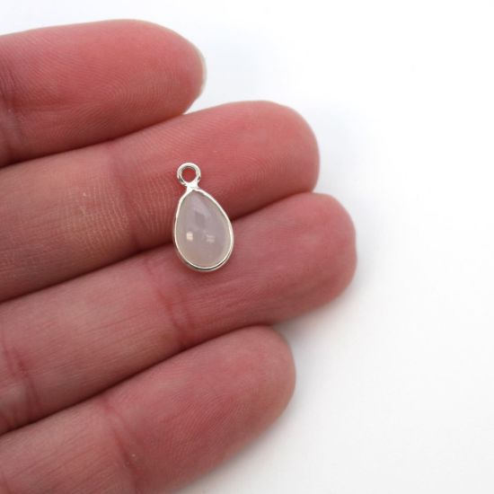 Wholesale Bezel Charm Pendant -Sterling Silver Charm - Natural Moonstone -Tiny Teardrop Shape