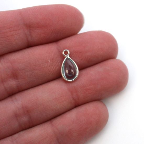 Wholesale Bezel Charm Pendant - Sterling Silver Charm - Natural Sky Blue Topaz -Tiny Teardrop Shape