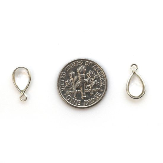 Wholesale Bezel Charm Pendant - Sterling Silver Charm - Natural Crystal -Tiny Teardrop Shape