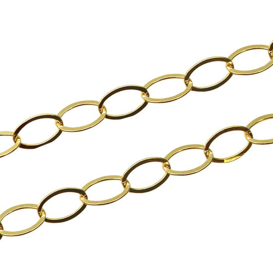Wholesale Gold Over Sterling Silver Chain - Big Flat Oval Cable Bulk Chain 5.5x8mm (sold per foot)