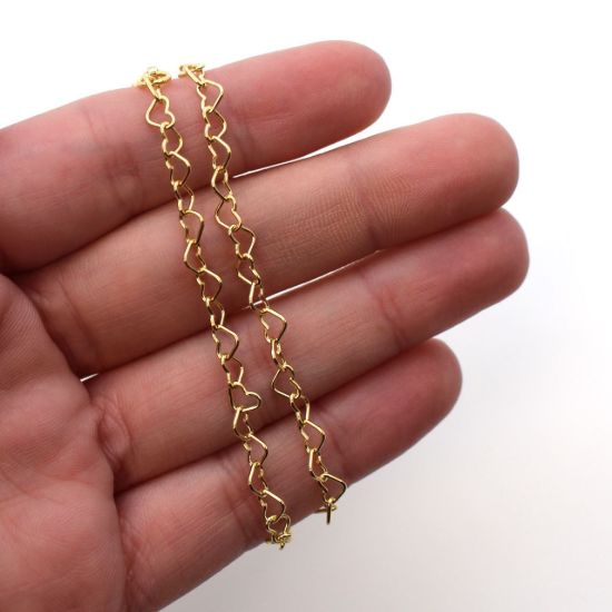 Wholesale Gold Over Sterling Silver Finished Chain - Heart Link Chain