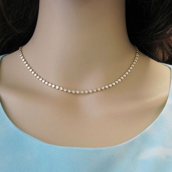 Wholesale Yellow Gold Over Sterling Silver Finished Chain -  3mm Double Sided Diamond Cut Chain-16"