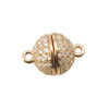 Wholesale Rose Gold Plated Sterling Silver Paved CZ Stone Round Magnetic Clasp - 8mm (1 clasp