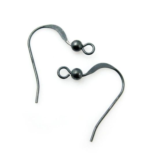Wholesale Oxidized Sterling Silver Short Flat Fishhook with Ball for Jewelry Making, Wholesale Earwire and Findings