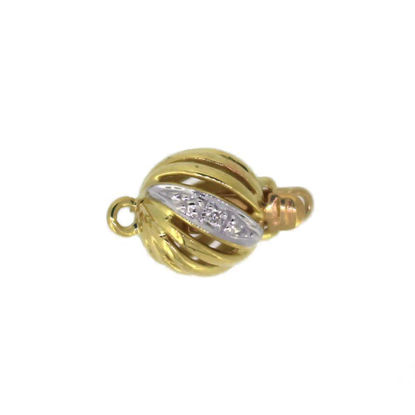 Wholesale 14K Yellow Gold Round Filigree Ball Clasp with Diamond (7mm)