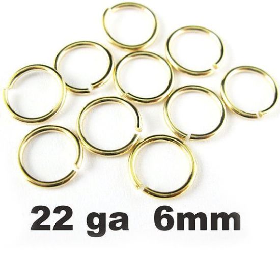 Wholesale Gold plated Sterling Silver 22 Gauge 6mm Open Jumprings for Jewelry Making, Wholesale Findings