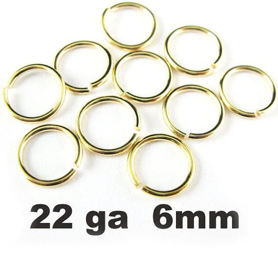 Wholesale Gold plated Sterling Silver 22 Gauge 6mm Open Jumprings for Jewelry Making, Wholesale Findings
