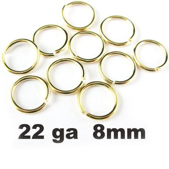 Wholesale Gold plated Sterling Silver 22 Gauge 8mm Open Jumprings for Jewelry Making, Wholesale Findings