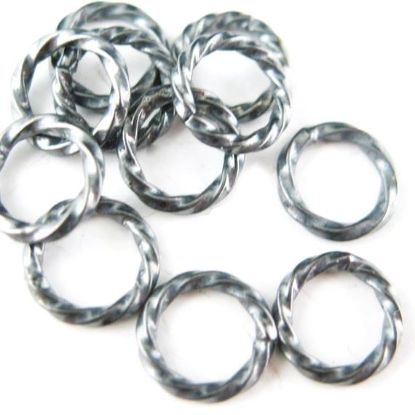 Wholesale Oxidized Sterling Silver Twisted Closed Jump Rings - 18 ga, 6mm (20 pcs )