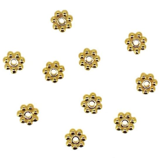 Gold Over Sterling Silver Daisy Spacers - 4mm (10 pcs), Wholesale Findings