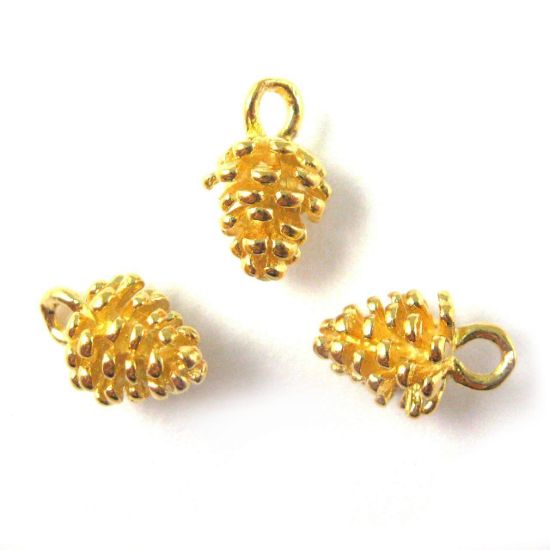 Wholesale Gold plated Sterling Silver Pine Cone Charm, Charms and Pendants for Jewelry Making, Wholesale Findings