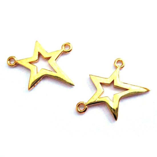 Wholesale Gold plated Sterling Silver Tiny Flat Star Connector, Charms and Pendants for Jewelry Making, Wholesale Findings