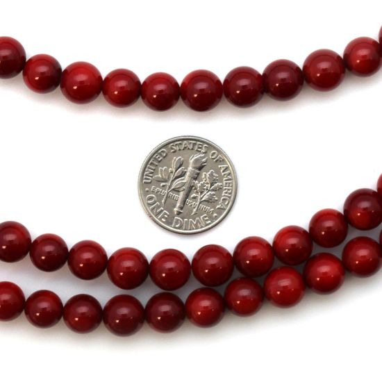 Wholesale Red Coral Beads - 7.5mm Smooth Round (Sold Per Strand)