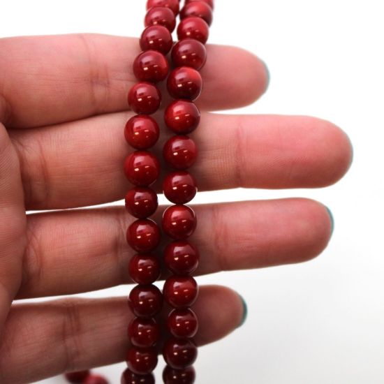 Wholesale Red Coral Beads - 7.5mm Smooth Round (Sold Per Strand)