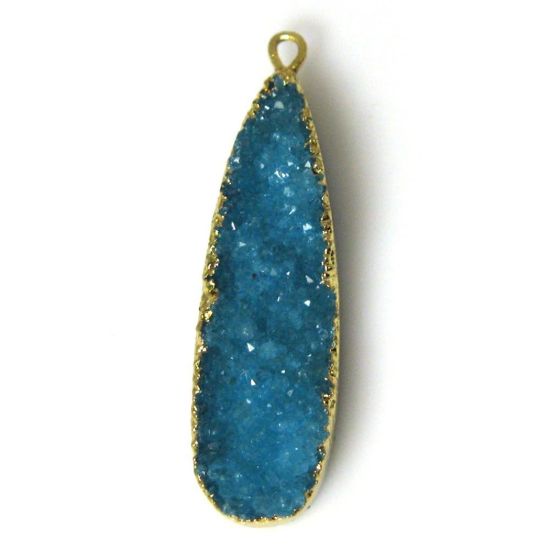 Wholesale Gold Plated Long Drop Rainbow Agate Druzy Geode Pendant Bead