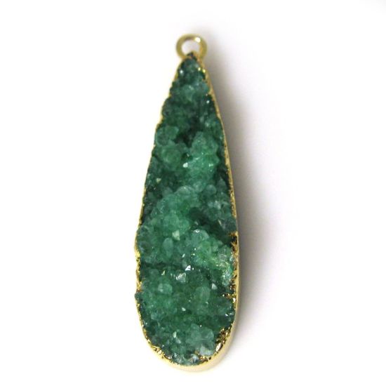 Wholesale Gold Plated Long Drop Rainbow Agate Druzy Geode Pendant Bead