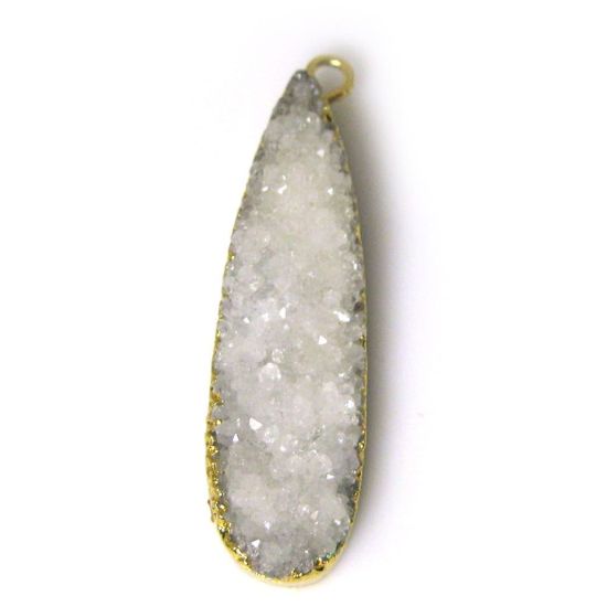 Wholesale Gold Plated Long Drop Rainbow Agate Druzy Geode Pendant Bead