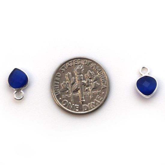 Wholesale Bezel Charm Pendant - Sterling Silver Charm - Blue Monalisa - Tiny Heart Shape - 10 x 7mm