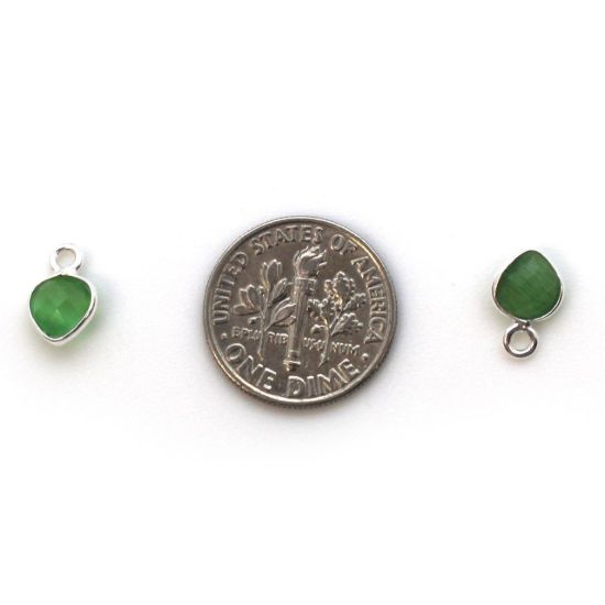 Wholesale Bezel Charm Pendant - Sterling Silver Charm - Green Monalisa - Tiny Heart Shape - 10 x 7mm