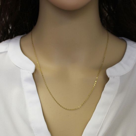 Wholesale 22k Gold Over 925 Italian Sterling Silver Adjustable Finished Chain - Light Flat Cable