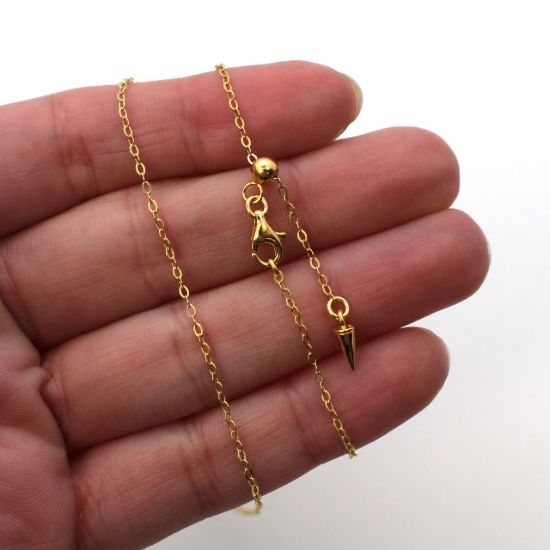 Wholesale 22k Gold Over 925 Italian Sterling Silver Adjustable Finished Chain - Light Flat Cable