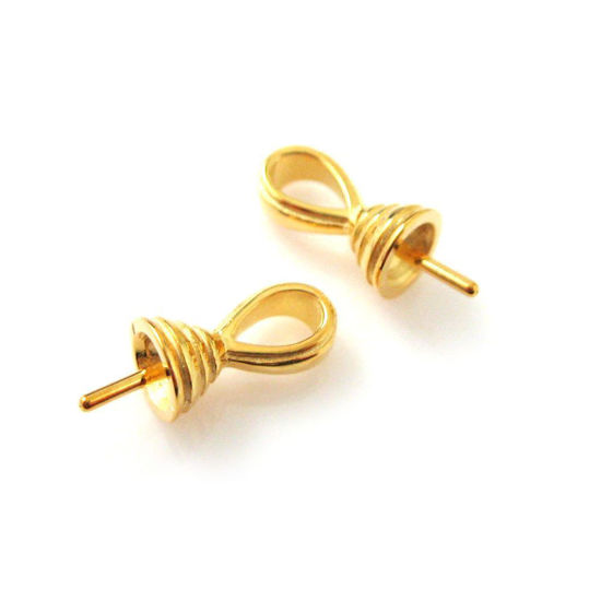 Wholesale Gold plated Sterling Silver Fancy Bead Cap with Post, Wholesale Findings