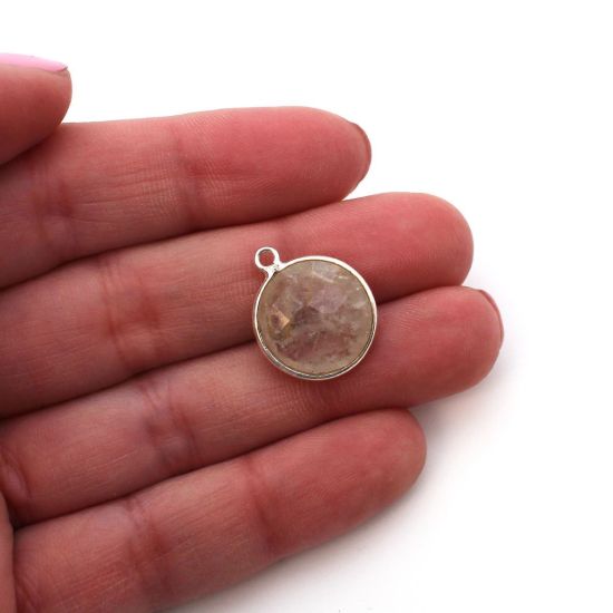 Wholesale Sterling Silver Round Bezel Gold Rutilated Quartz Gemstone Pendant, Wholesale Gemstone Pendants for Jewelry Making