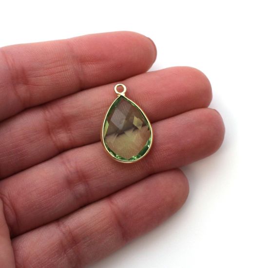 Wholesale Gold plated Sterling Silver Teardrop Bezel Gold Rutilated QuartzGemstone Pendant, Wholesale Gemstone Pendants for Jewelry Making