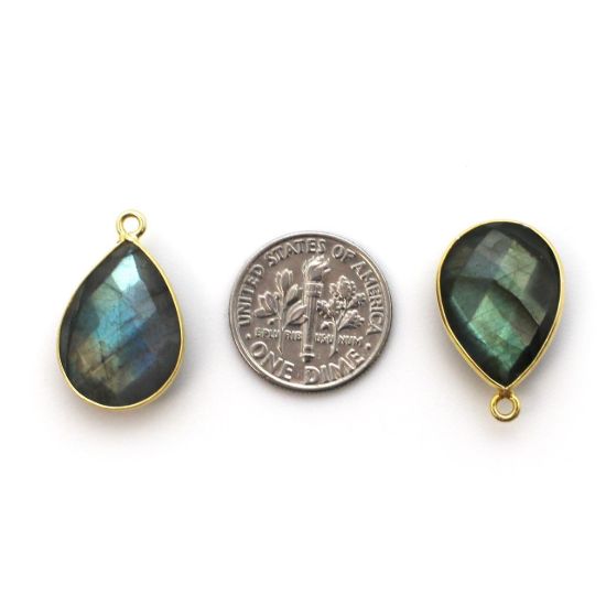 Wholesale Gold plated Sterling Silver Teardrop Bezel Labradorite Gemstone Pendant, Wholesale Gemstone Pendants for Jewelry Making