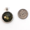 Wholesale Sterling Silver Labradorite Bezel Gemstone Round Pave Pendant, Wholesale Gemstone Pendants for Jewelry Making