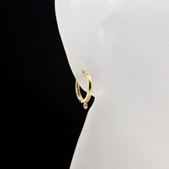 Wholesale 14K Yellow Gold Huggie Earrings with Ring - 12mm (1 pair)