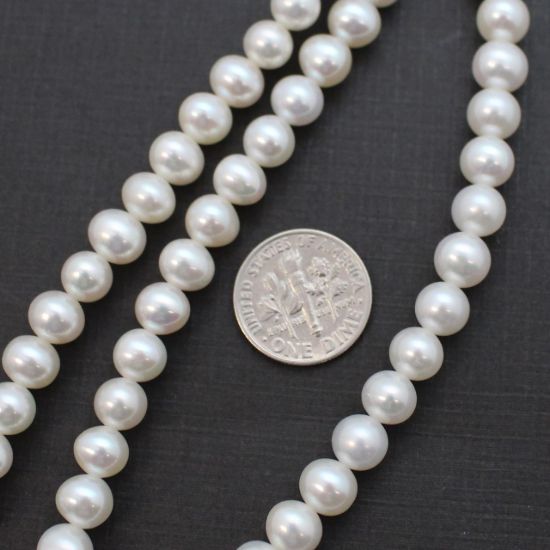Wholesale White Freshwater Pearl Off Round 7-8mm Beads (1 strand)