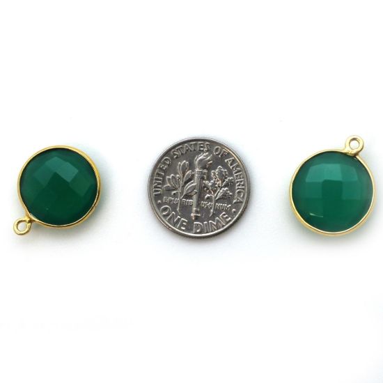 Wholesale Gold plated Sterling Silver Round Bezel Green Onyx Gemstone Pendant, Wholesale Gemstone Pendants for Jewelry Making