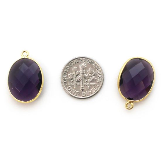 Wholesale Gold plated Sterling Silver Oval Bezel Amethyst Quartz Gemstone Pendant, Wholesale Gemstone Pendants for Jewelry Making