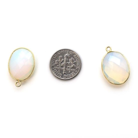 Wholesale Gold plated Sterling Silver Oval Bezel Opalite Quartz Gemstone Pendant, Wholesale Gemstone Pendants for Jewelry Making