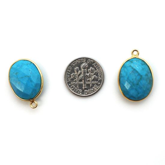 Wholesale Gold plated Sterling Silver Oval Bezel Turquoise Gemstone Pendant, Wholesale Gemstone Pendants for Jewelry Making