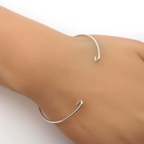 Wholesale Sterling Silver Half Circle Bangle Style Pendant Connector, Charms and Pendants for Jewelry Making, Wholesale Findings