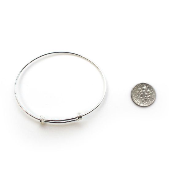 Wholesale Sterling Silver Adjustable Wire Bangle Bracelet for Charms - 7"-8.5"