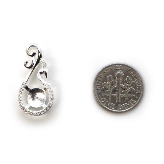 Wholesale 925 Sterling Silver CZ Stone Fancy Peacock Cup Bail for Half-Drilled Pearls