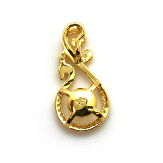 Wholesale 925 Sterling Silver CZ Stone Fancy Peacock Cup Bail for Half-Drilled Pearls