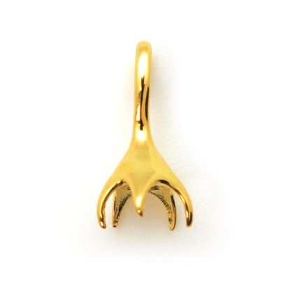 Wholesale Gold Over 925 Sterling Silver Melting Metal Bead Cap Bail with Post - 17mm (1 pc)