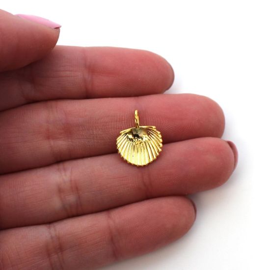 Wholesale Gold Over 925 Sterling Silver Clam Shell Pearl Cup Bail for Half-Drilled Pearls (1 pc)