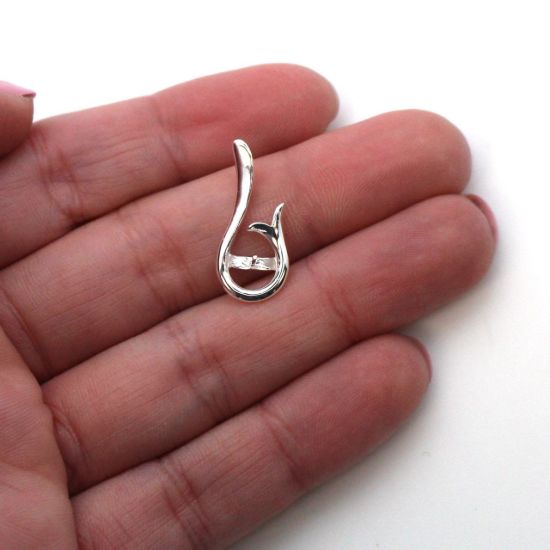 Wholesale 925 Sterling Silver Trumpet Flower Pearl Cup Bail for Half-Drilled Pearls (1 pc)