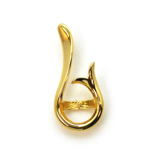 Wholesale Gold Over 925 Sterling Silver Trumpet Flower Pearl Cup Bail for Half-Drilled Pearls (1 pc)