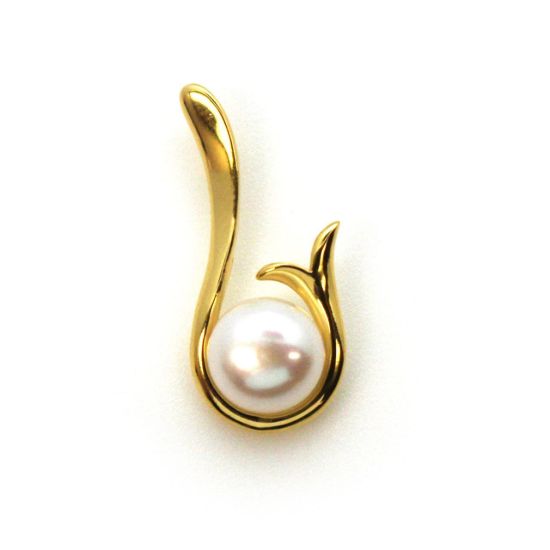 Wholesale Gold Over 925 Sterling Silver Trumpet Flower Pearl Cup Bail for Half-Drilled Pearls (1 pc)