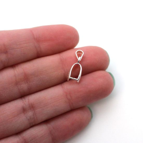 Wholesale 925 Sterling Silver Long Teardrop Pinch Bail Connector - 17.5mm (1 pc)