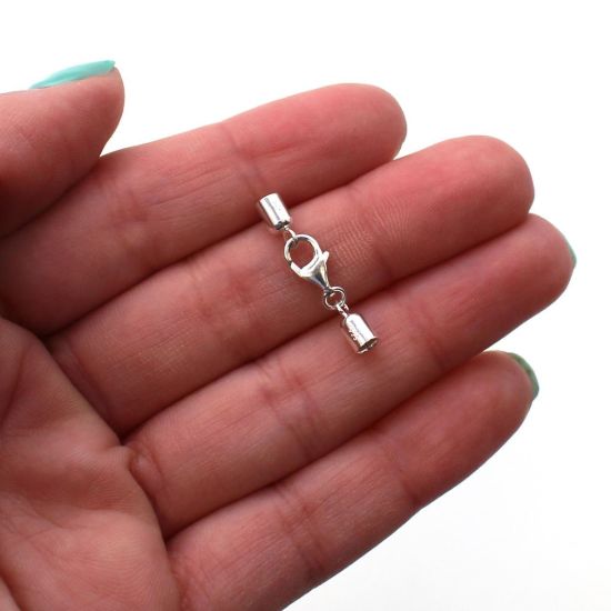 Wholesale Sterling Silver Smooth Tube End Cap and Clasp Set - 3.5mm (1 set)