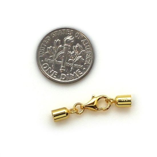 Wholesale Gold Over Sterling Silver Smooth Tube End Cap and 9mm Lobster Clasp Set - 3.5mm (1 set)