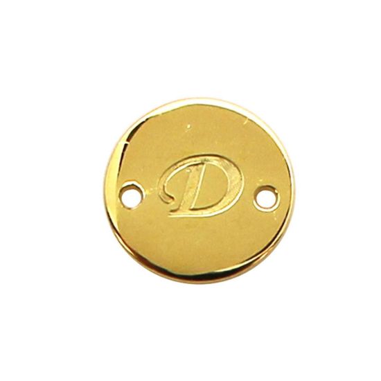 Wholesale Gold Over Sterling Silver High Polished Smooth A-Z Initial Stamped Round Connector Tag (1 piece)