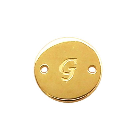 Wholesale Gold Over Sterling Silver High Polished Smooth A-Z Initial Stamped Round Connector Tag (1 piece)